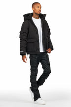 Adley Black Utility Puffer Jacket