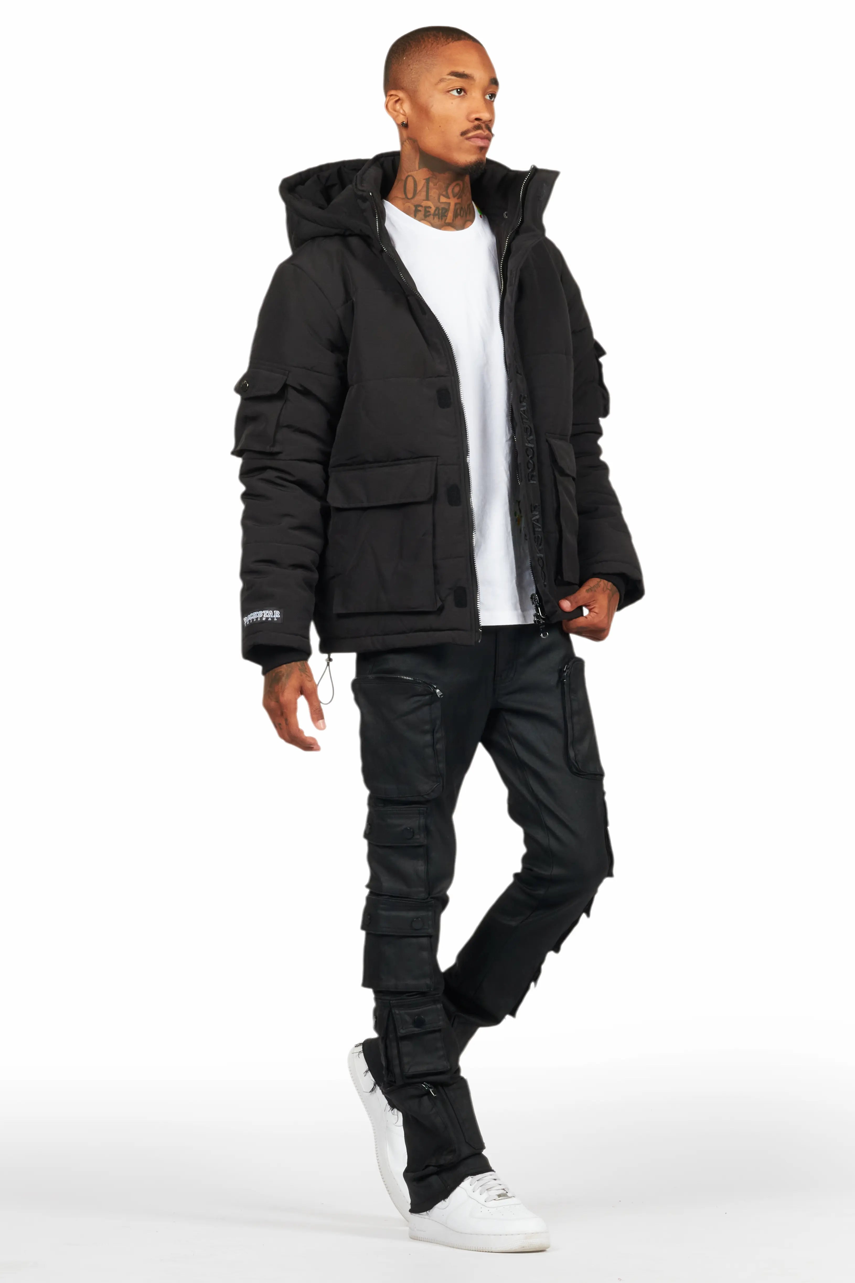 Adley Black Utility Puffer Jacket