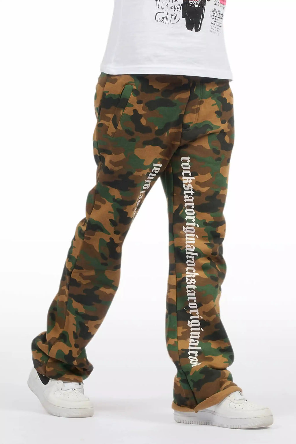 Boys Callie Faded Camo Stacked Flare Pants
