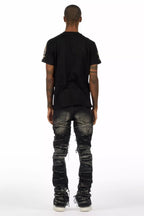 Waller Dark Grey Graphic T-Shirt/Stacked Flare Jean Bundle