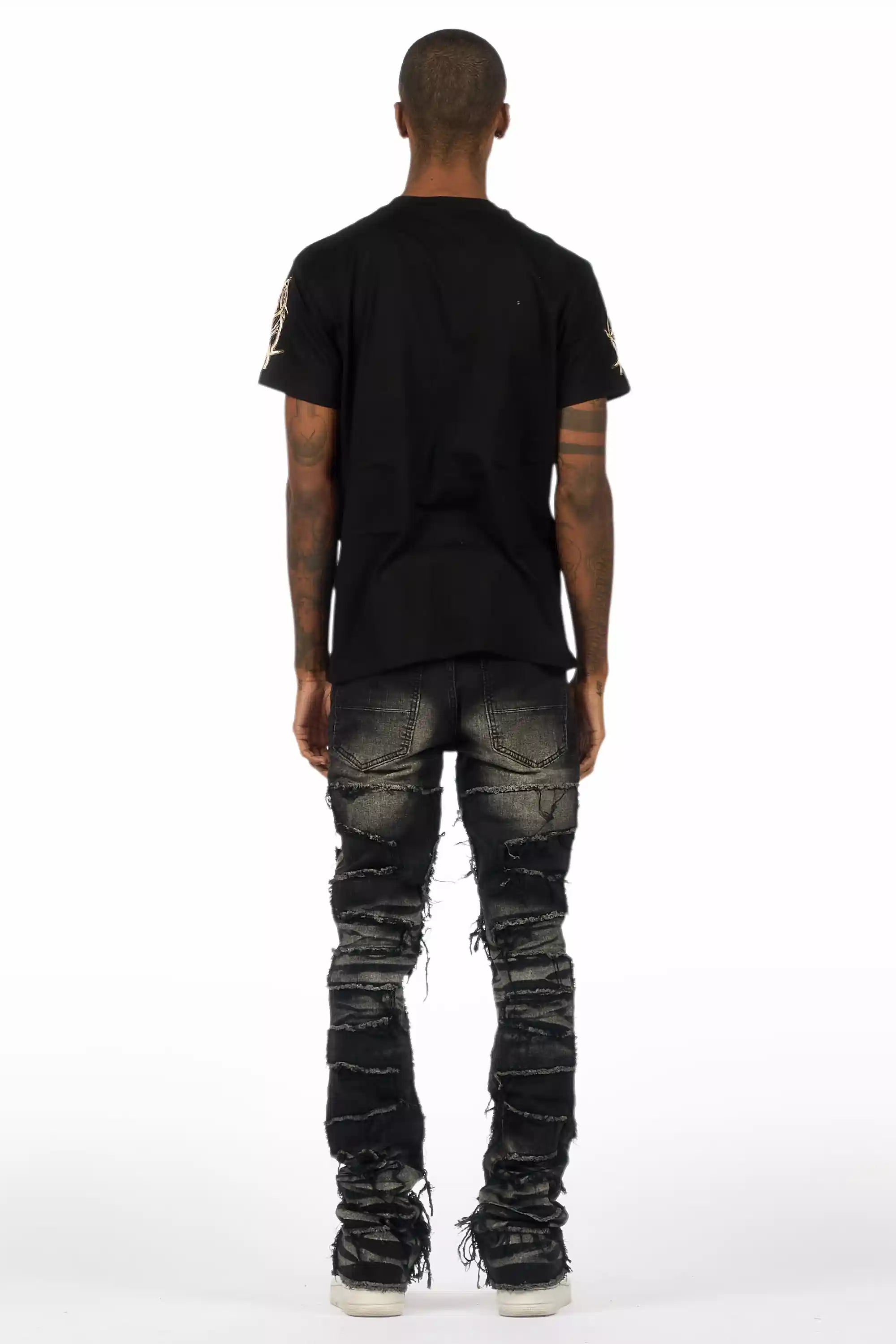 Waller Dark Grey Graphic T-Shirt/Stacked Flare Jean Bundle