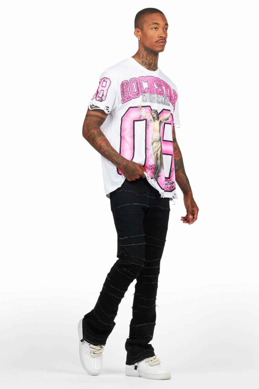 Franko Jet Black Stacked Flare Jean