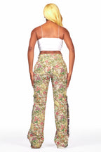 Tamia Beige Floral Tapestry Stacked Pant