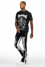 Deathrow Black T-Shirt/Stacked Flare Pant Set