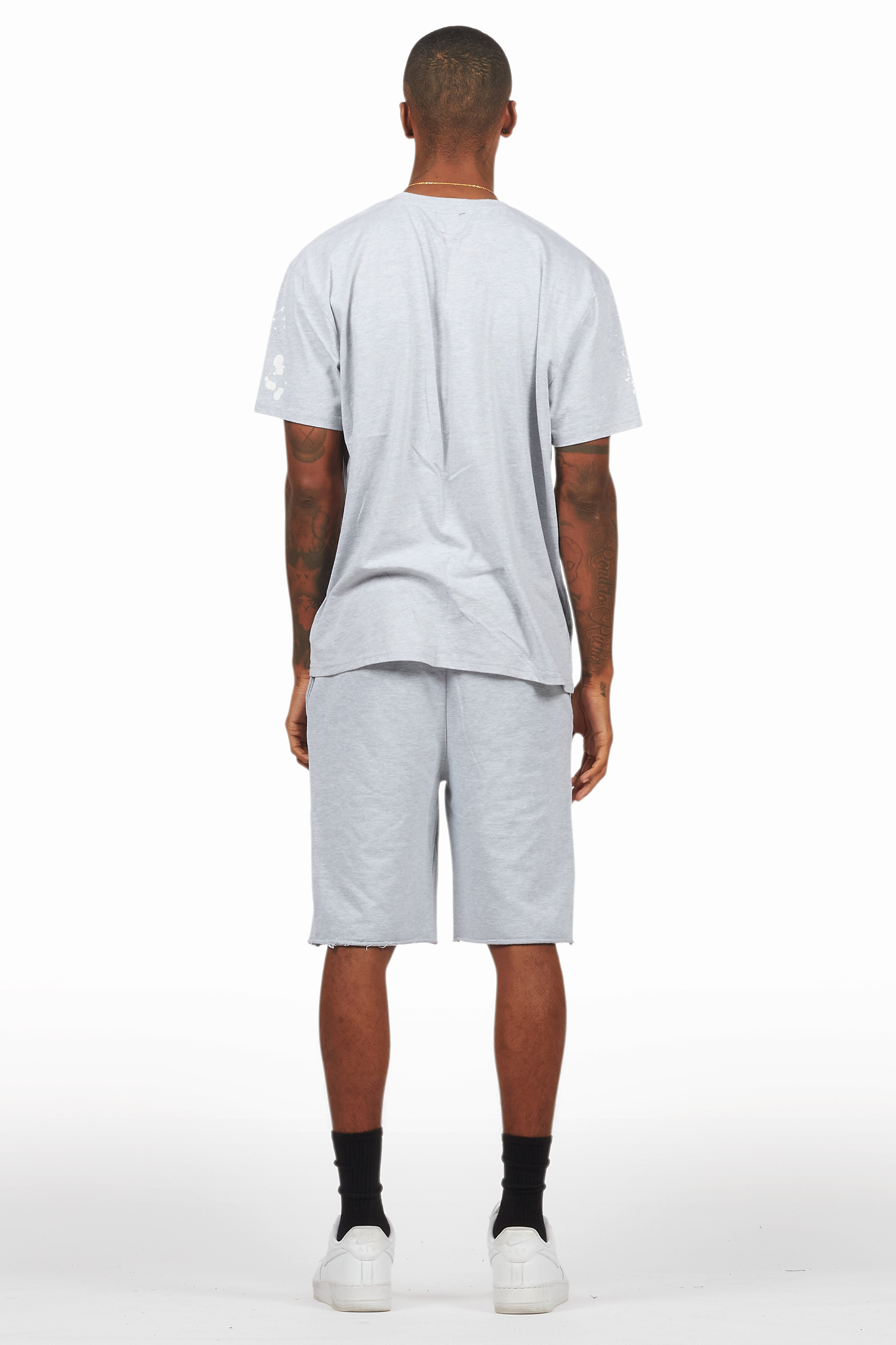 Rafix Heather Grey Graphic T-Shirt Short Set