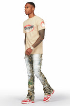 Okan Tree Camo Painter Stacked Flare Jean