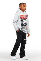 Boys Connor Black Stacked Flare Track Pant