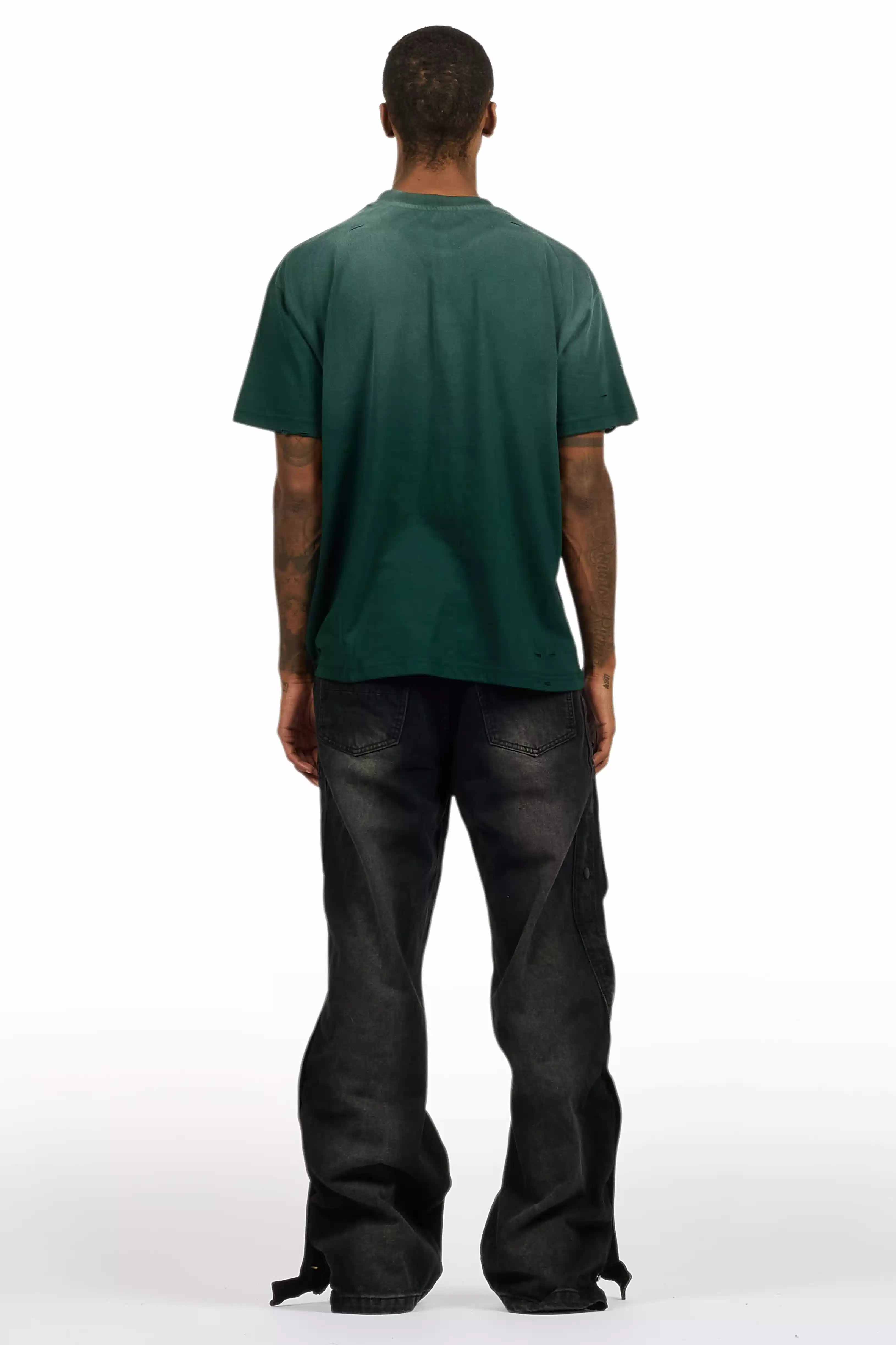 Yuri Dark Grey Stacked Cargo Flare Jean