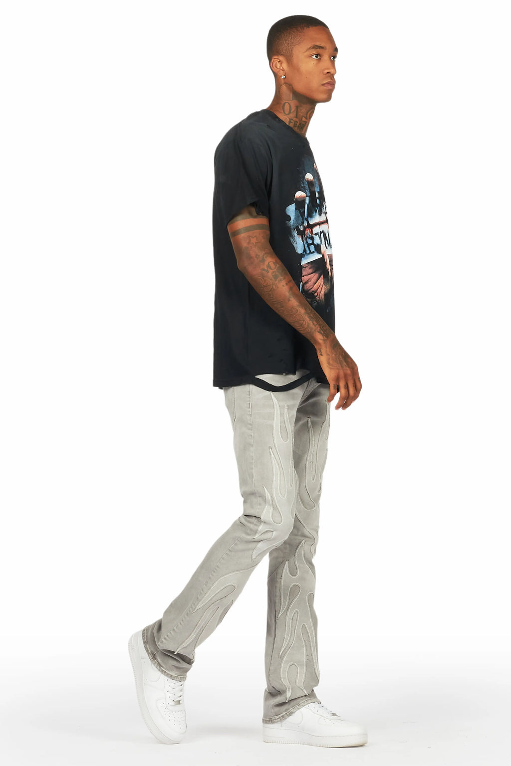 Kaden Black Graphic Oversized T-Shirt