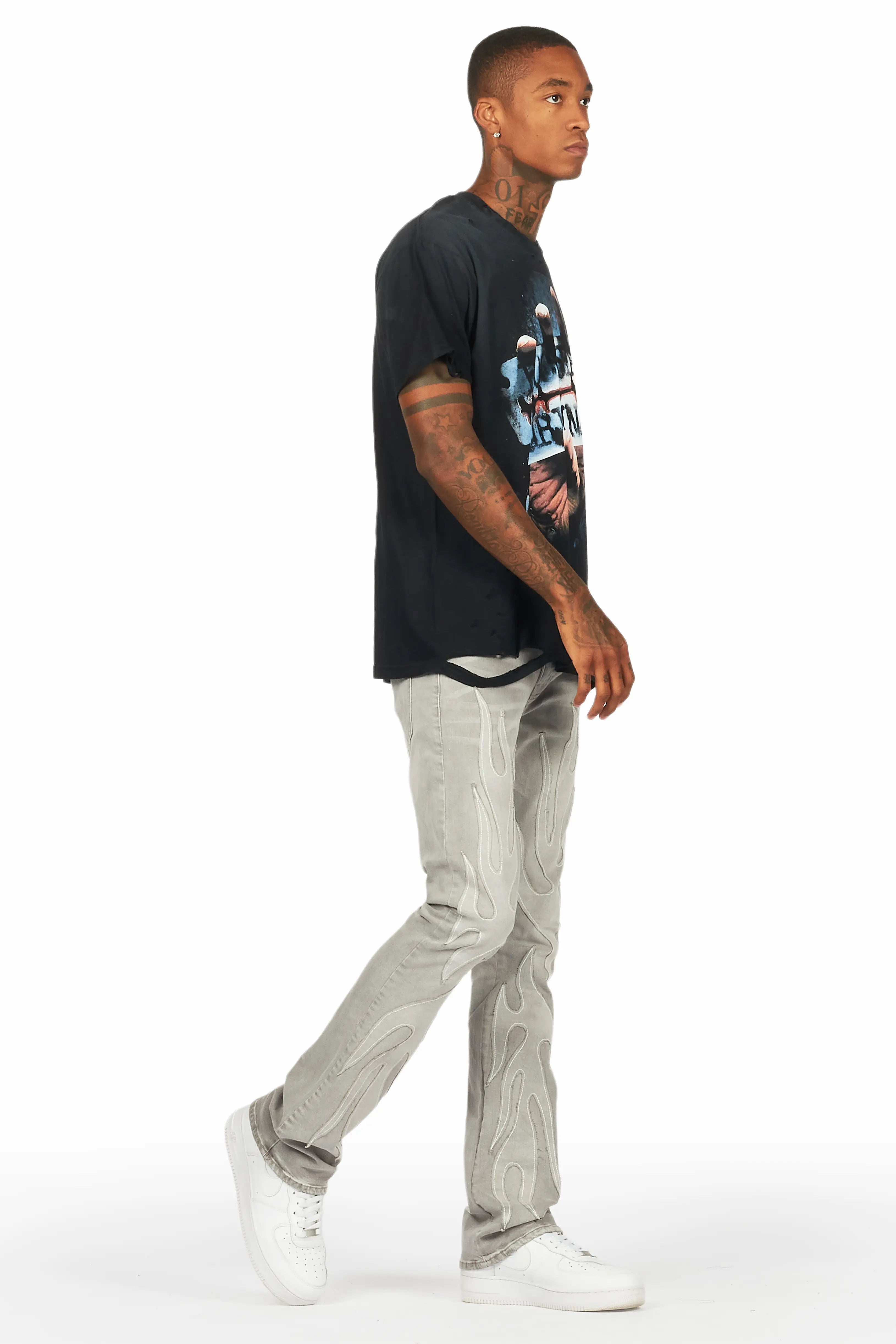 Kaden Black Graphic Oversized T-Shirt