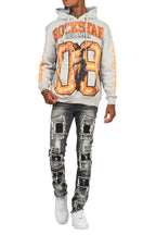Fields Grey/Orange Distressed Graphic Hoodie