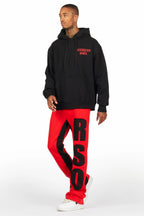 Devan Black/Red Hoodie/Baggy Stacked Flare Pant Set