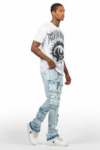 Frey Light Blue Stacked Flare Jean