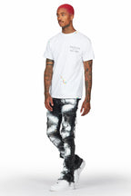 Falan Black Painter Stacked Flare Jean