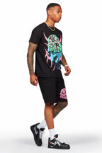 Waves Black T-Shirt/Short Set