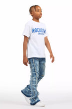 Boys Rugged Blue Stacked Flare Jean