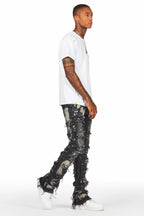 Laban Black Bleach Stacked Flare Jean