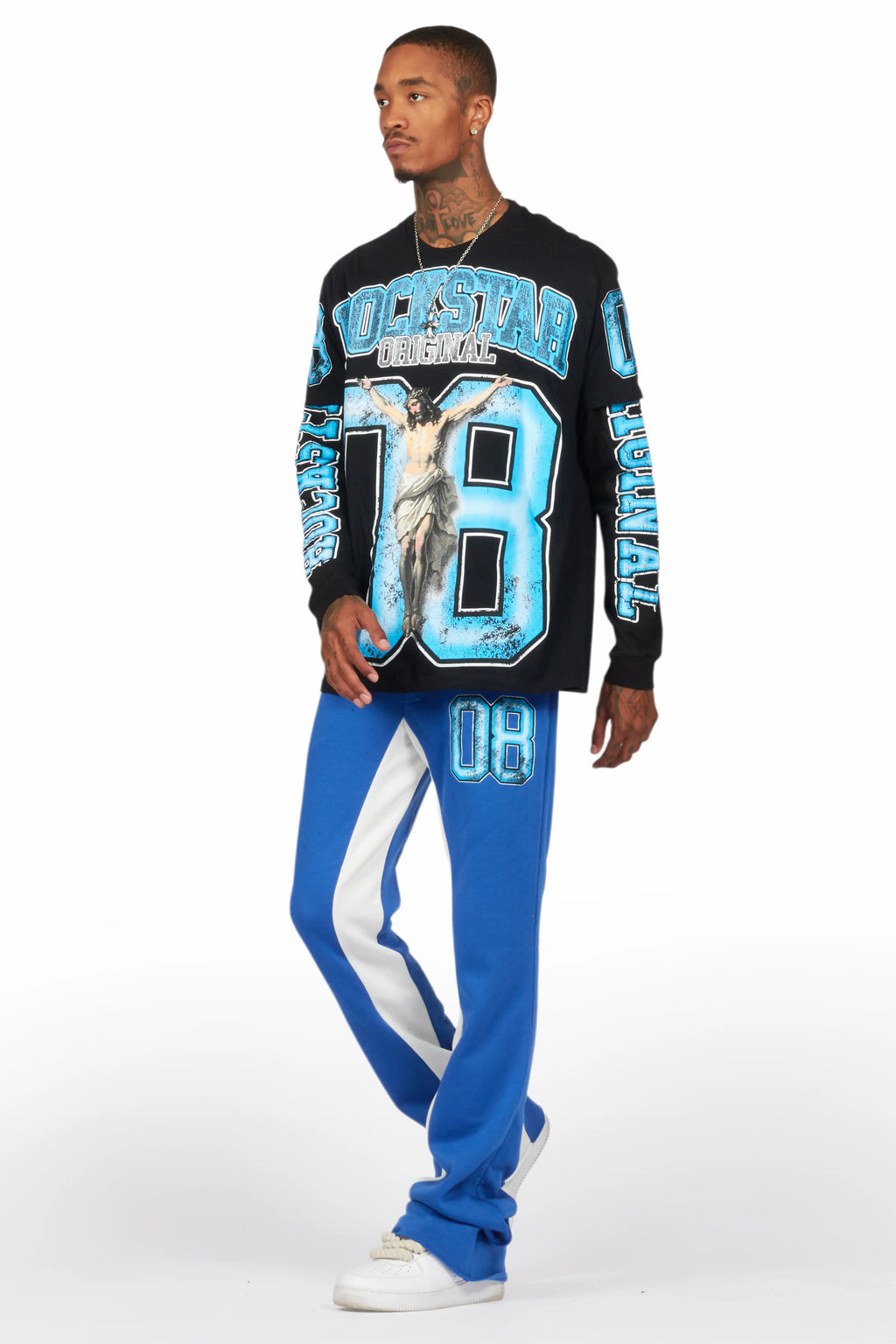 Fields Black/Royal Double Layer T-Shirt/Baggy Pant Set