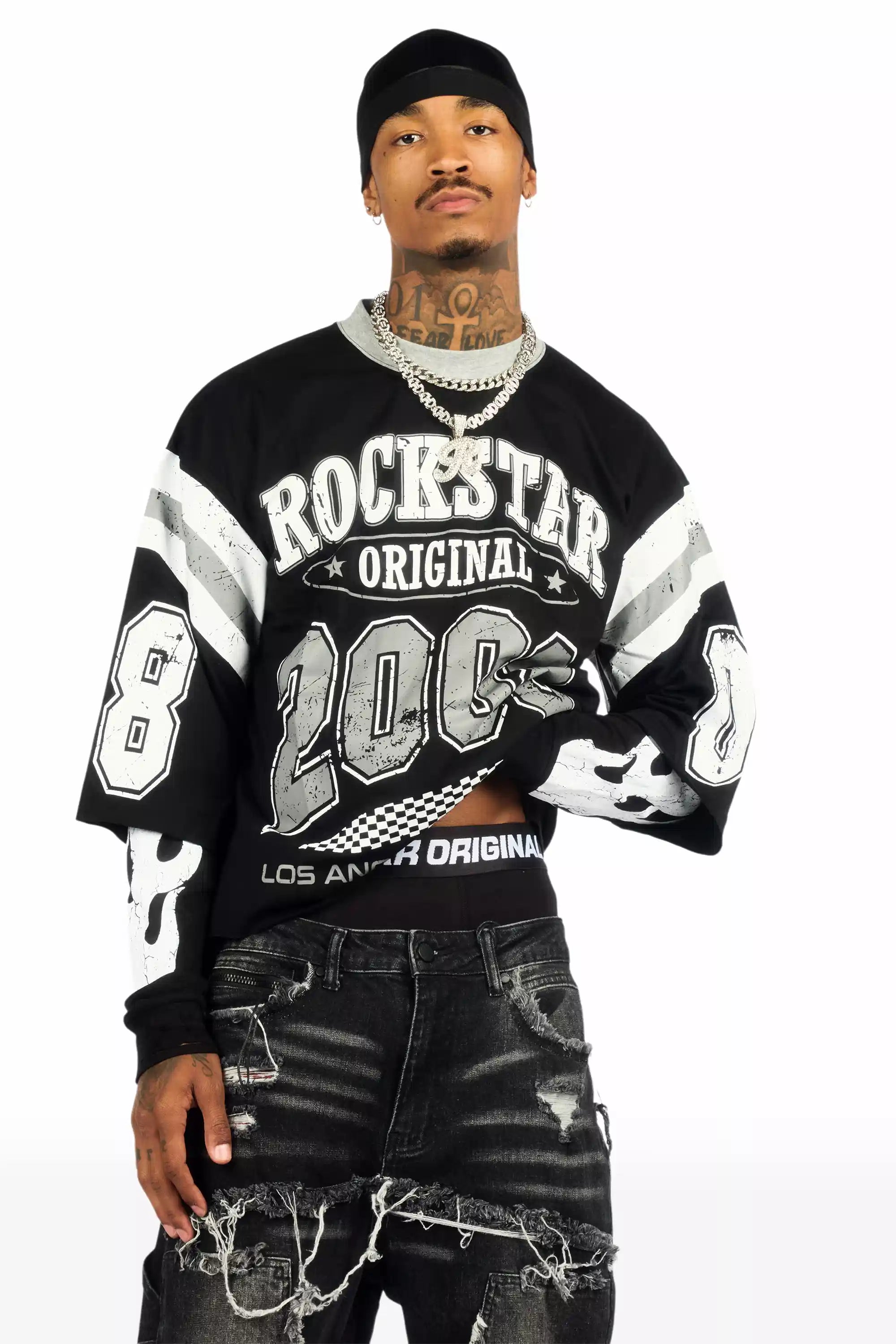 Jaren Black Boxy Crop T-Shirt