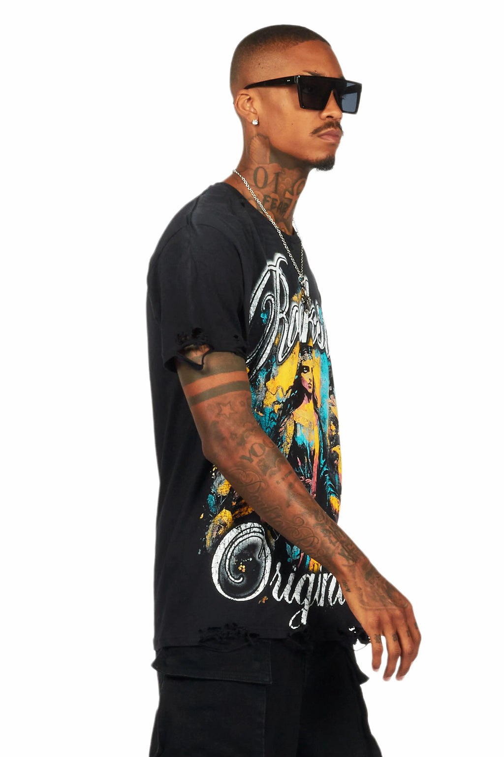 Santorini Black Oversized Graphic T-Shirt