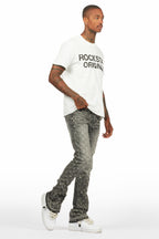 Glit Grey Rhinestone Stacked Flare Jean