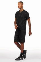 Ridley Black/Black Rhinestone T Shirt Short Set