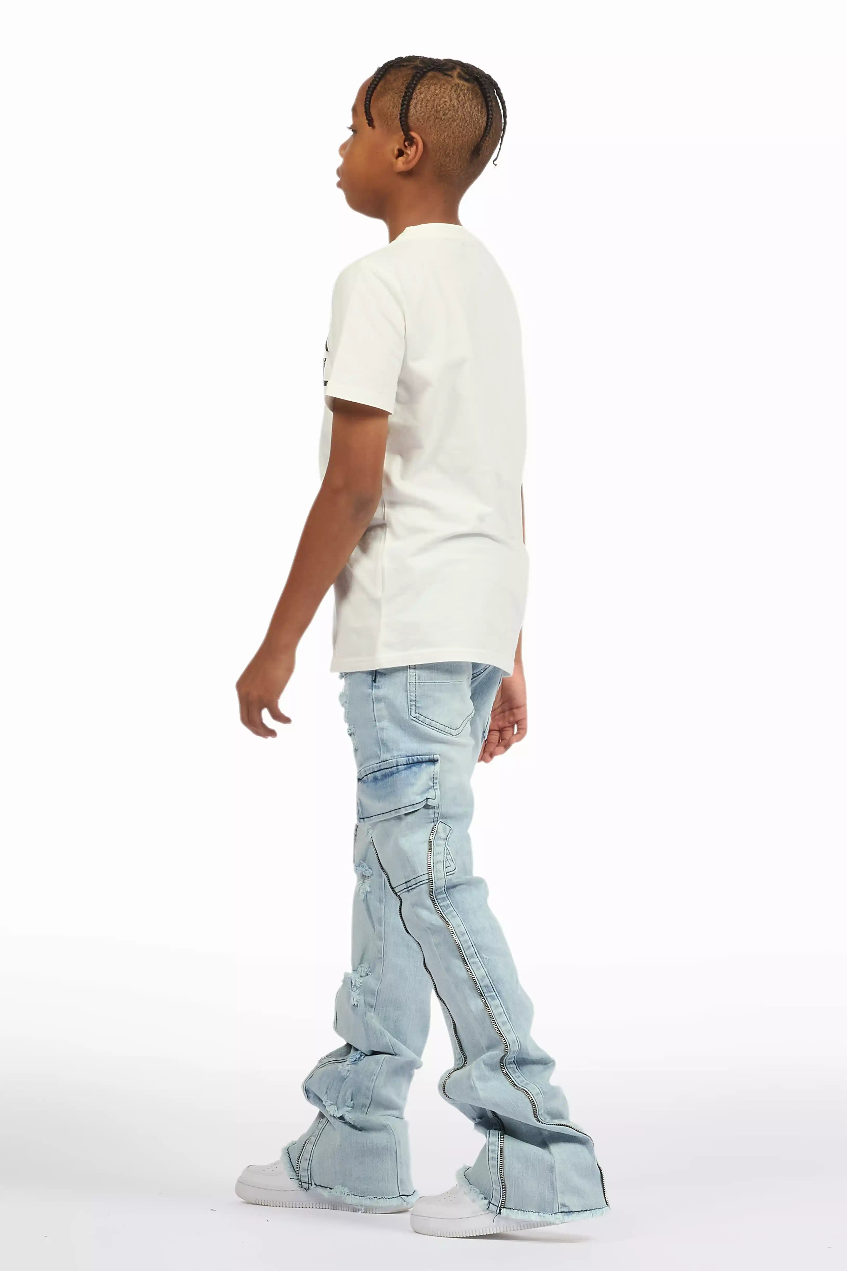 Boys Hutch Blue Stacked Flare Jean