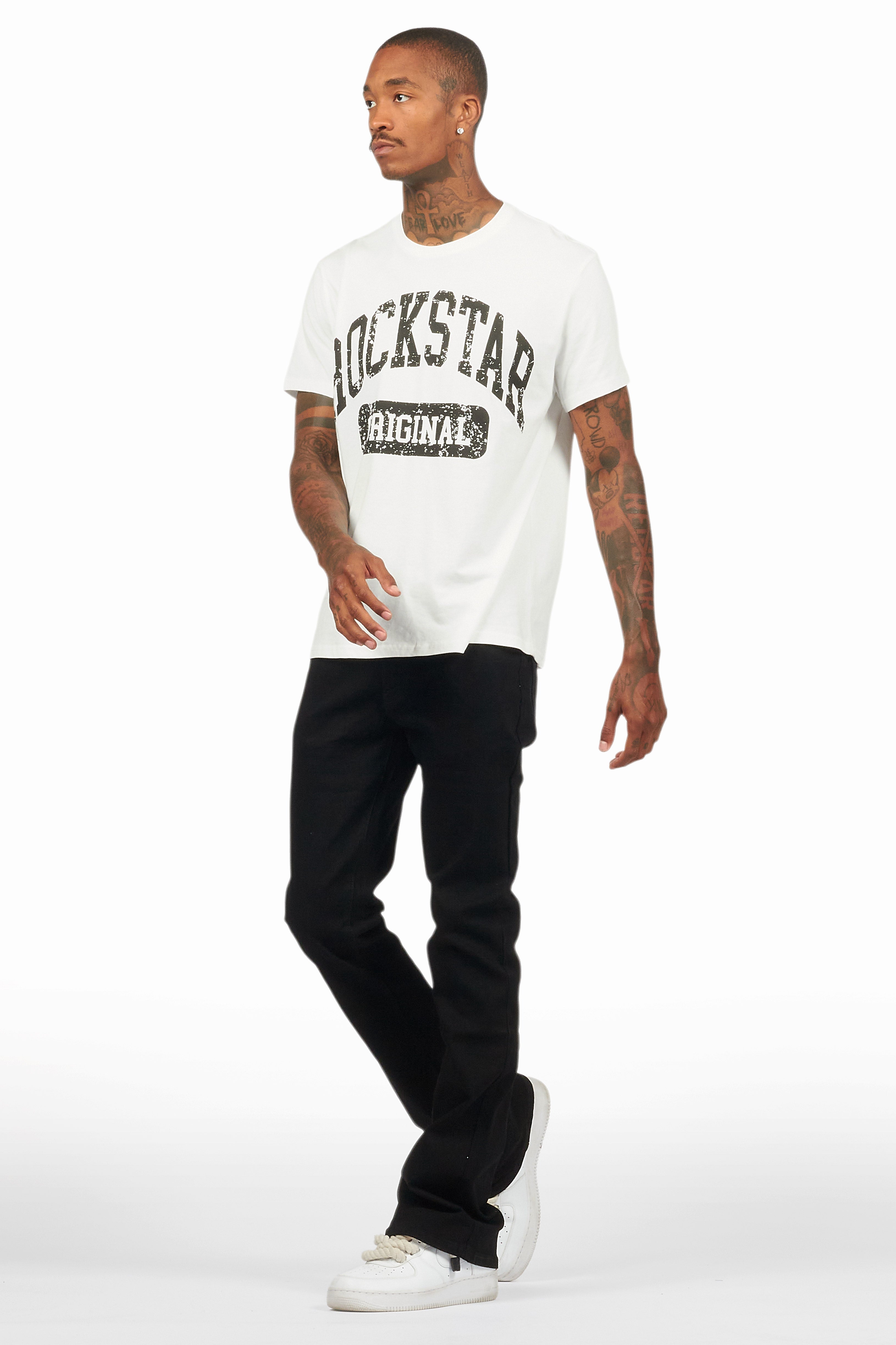 Drick Jet Black Regular Fit Flare Jean
