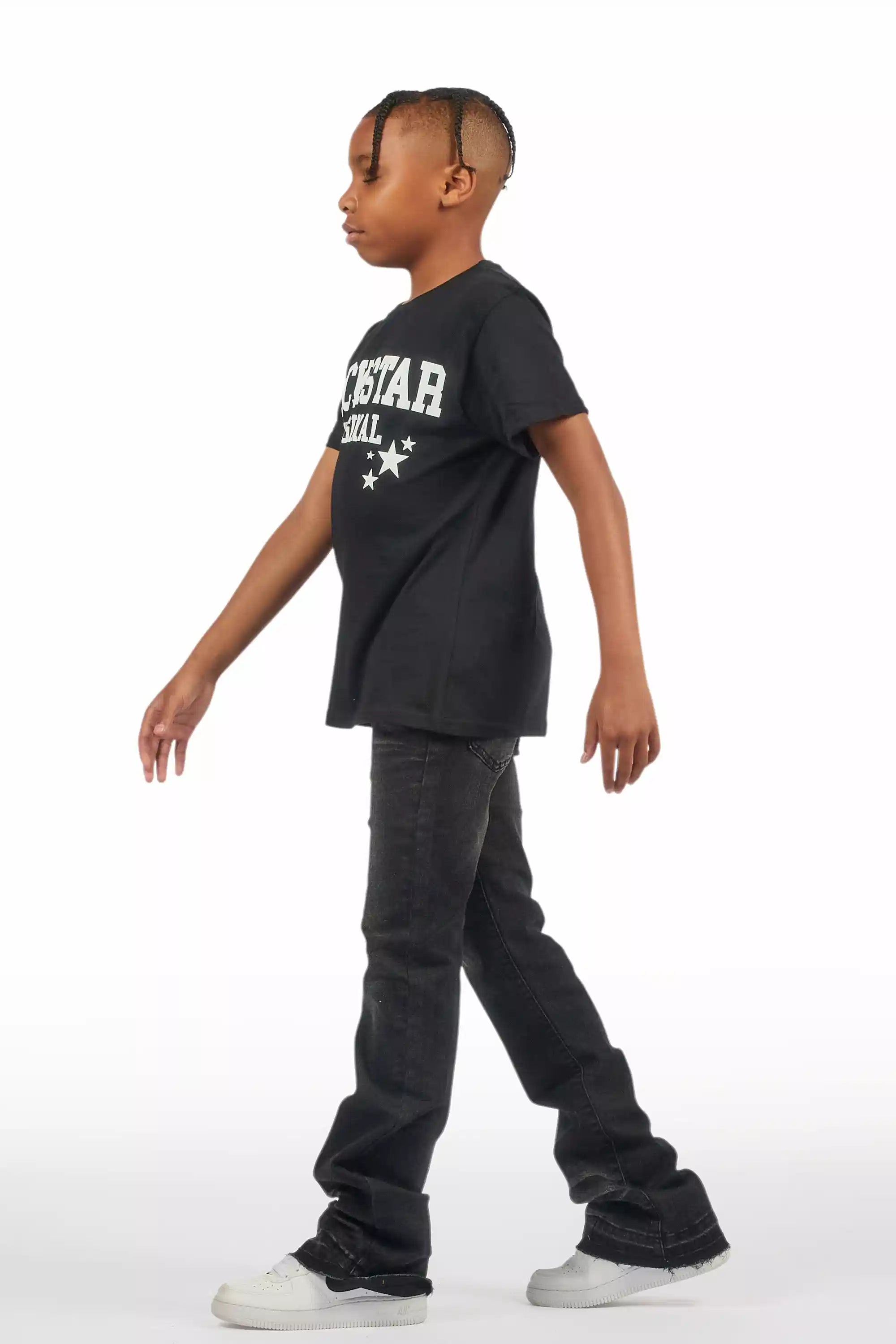 Boys Dag Black Wash Stacked Flare Jean