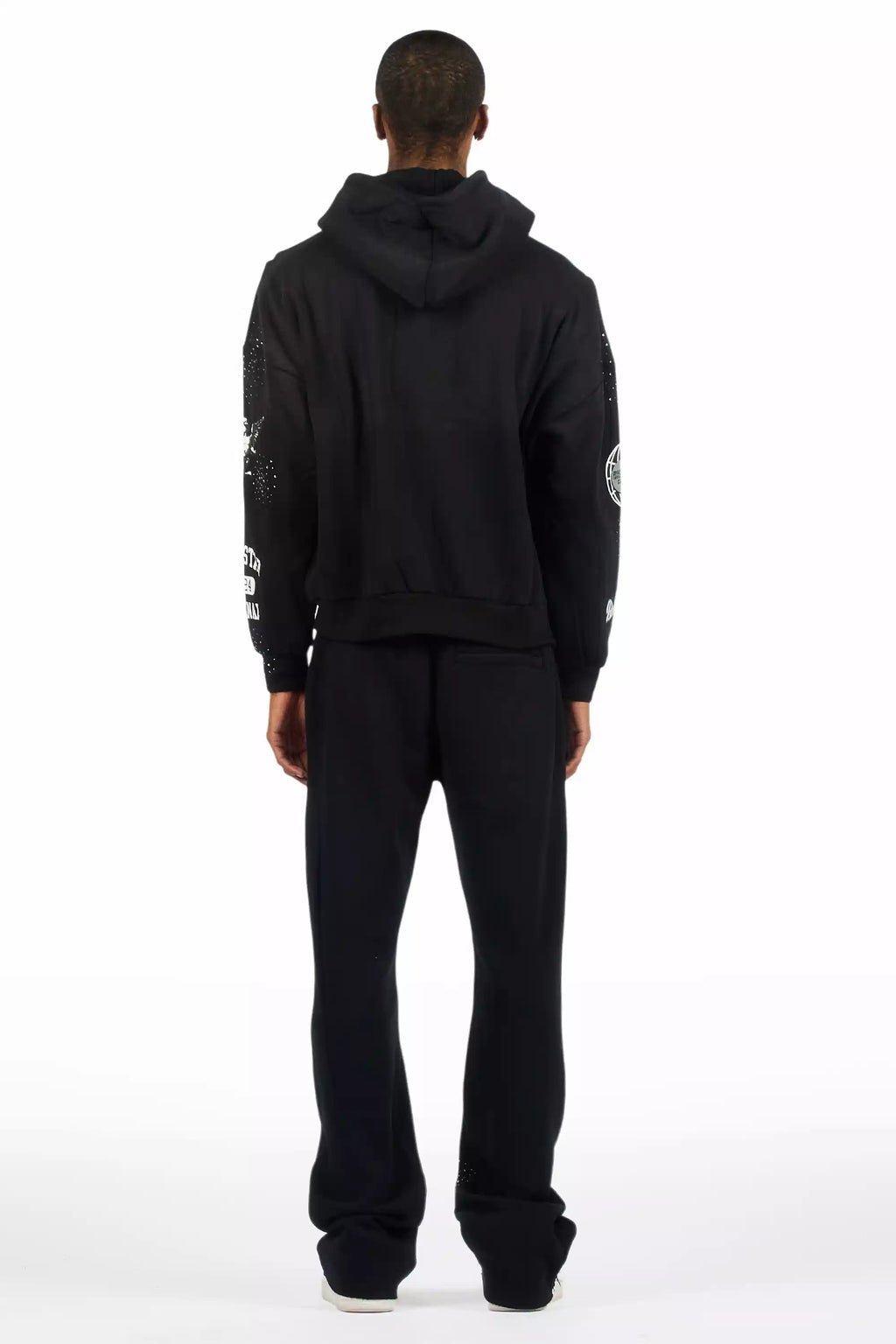 Gutta Black Rhinestone Hoodie Relaxed Track Set