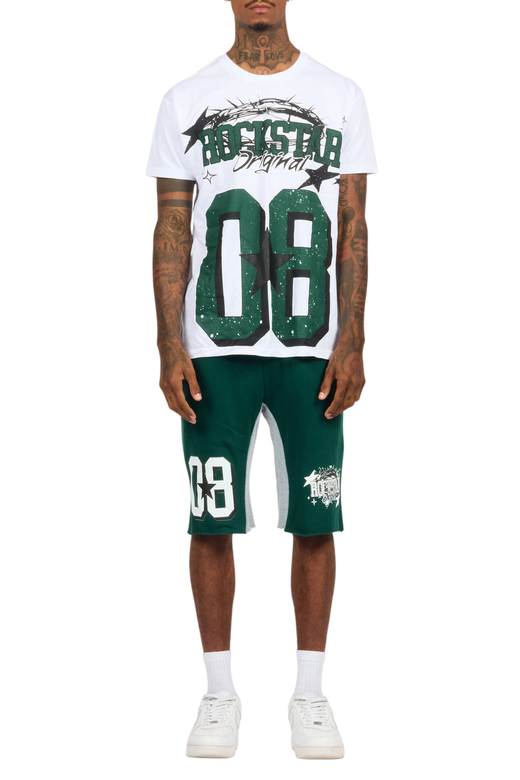 Allstar White/Green T-Shirt Short Set