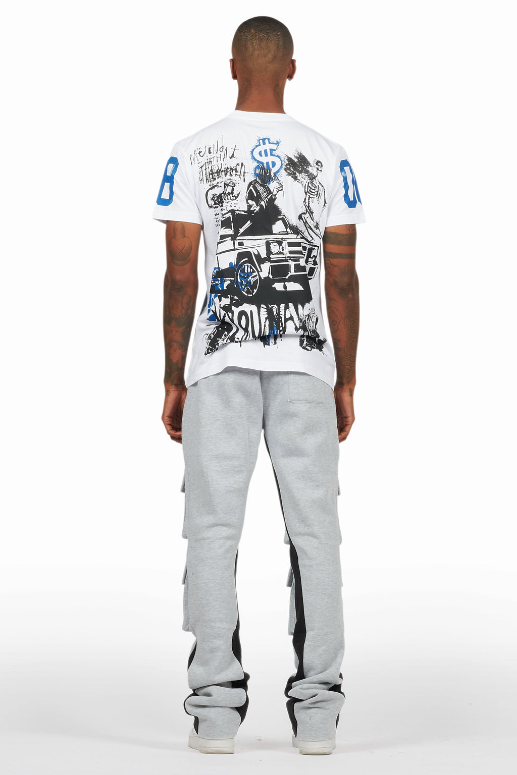 Antoon Heather Grey Stacked Flare Track Pant