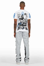 Antoon Heather Grey Stacked Flare Track Pant