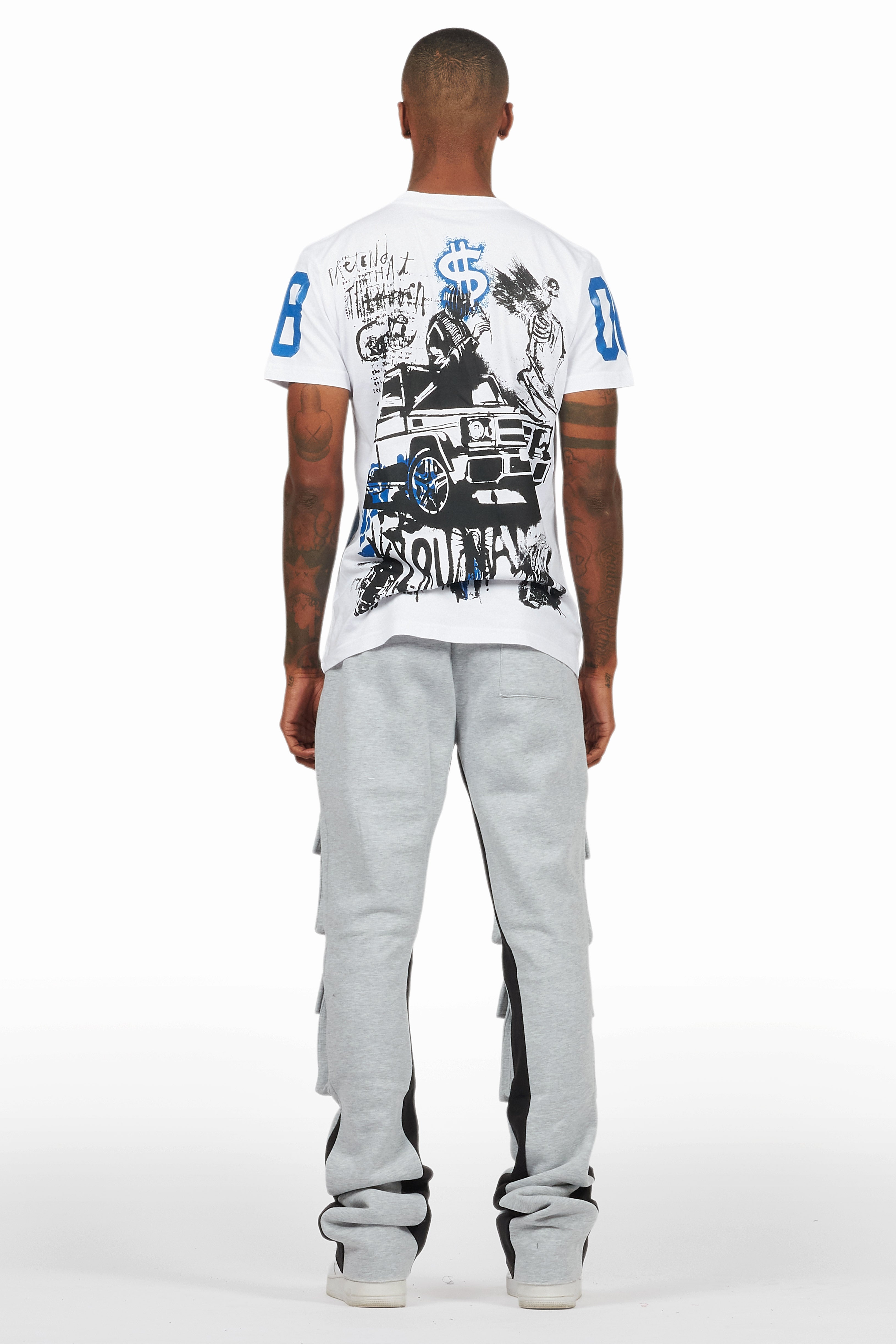 Antoon Heather Grey Stacked Flare Track Pant