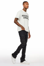 Shake Black Rhinestone Stacked Flare Jean