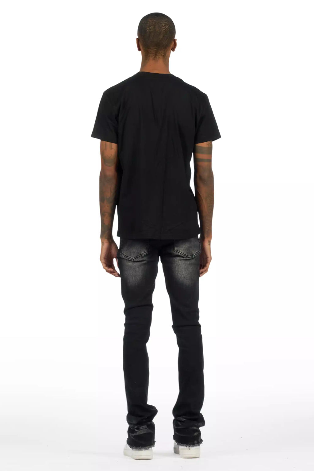 Amos Black T-Shirt/Painted Stacked Flare Jean