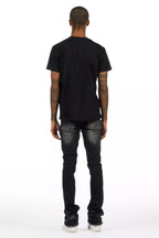 Amos Black T-Shirt/Painted Stacked Flare Jean