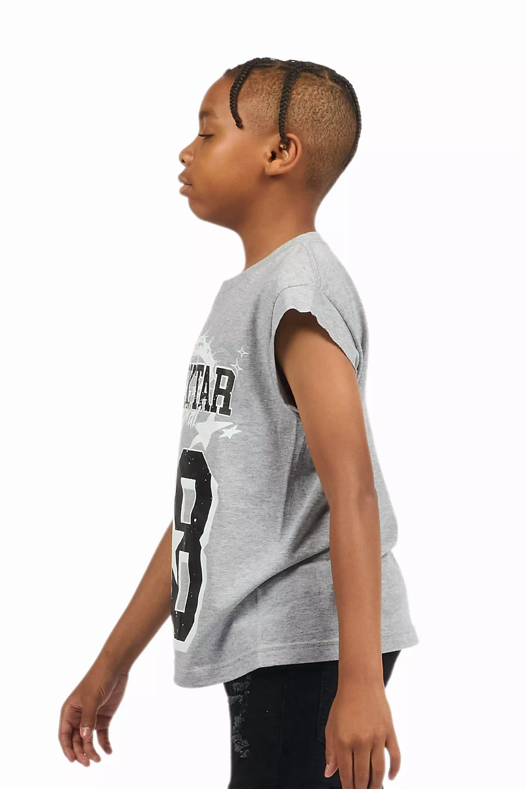 Boys Allstar Grey/Black Graphic Muscle T-Shirt