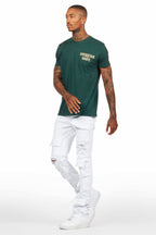 Pooja White Super Stacked Flare Jean