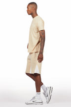 Sana Beige Relaxed T-Shirt/Short Set