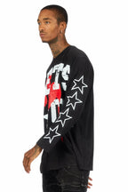 Pacino Vintage Black/Red Long Sleeve Graphic T-Shirt