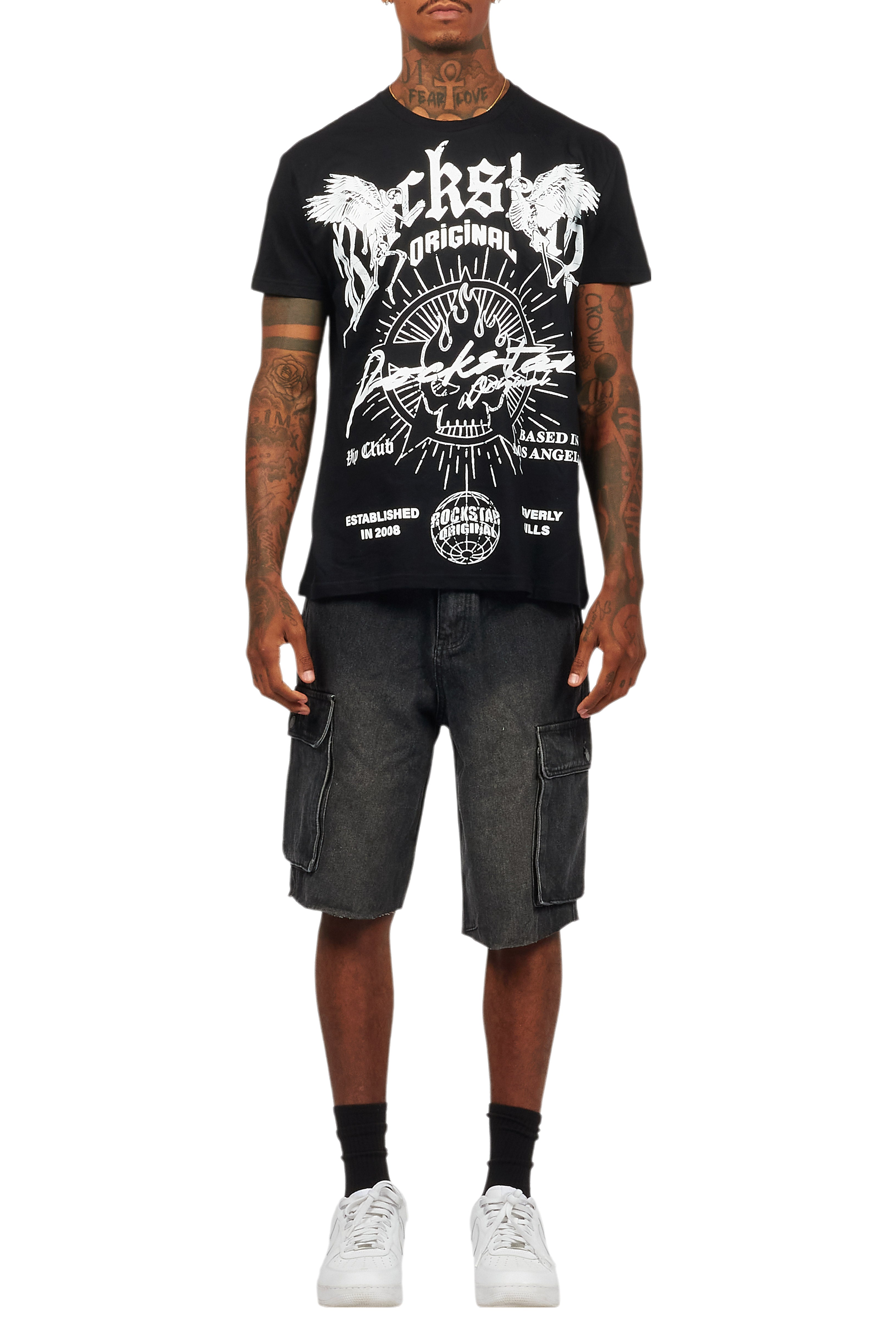 Tally Black T-Shirt/Denim Short Set