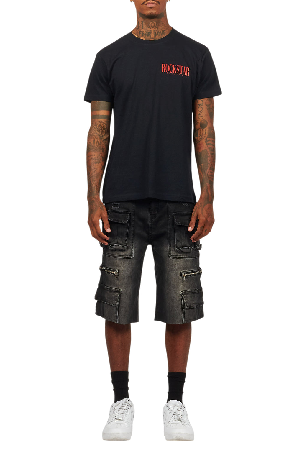 Dayte Nite Black/Red T-Shirt/Denim Short Set