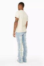 Shake Light Blue Stacked Flare Jean