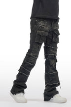 Boys Folant Black Slim Stacked Flare Jean