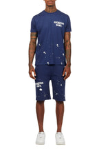 Raffer Navy T-Shirt/Raw Edge Short Set