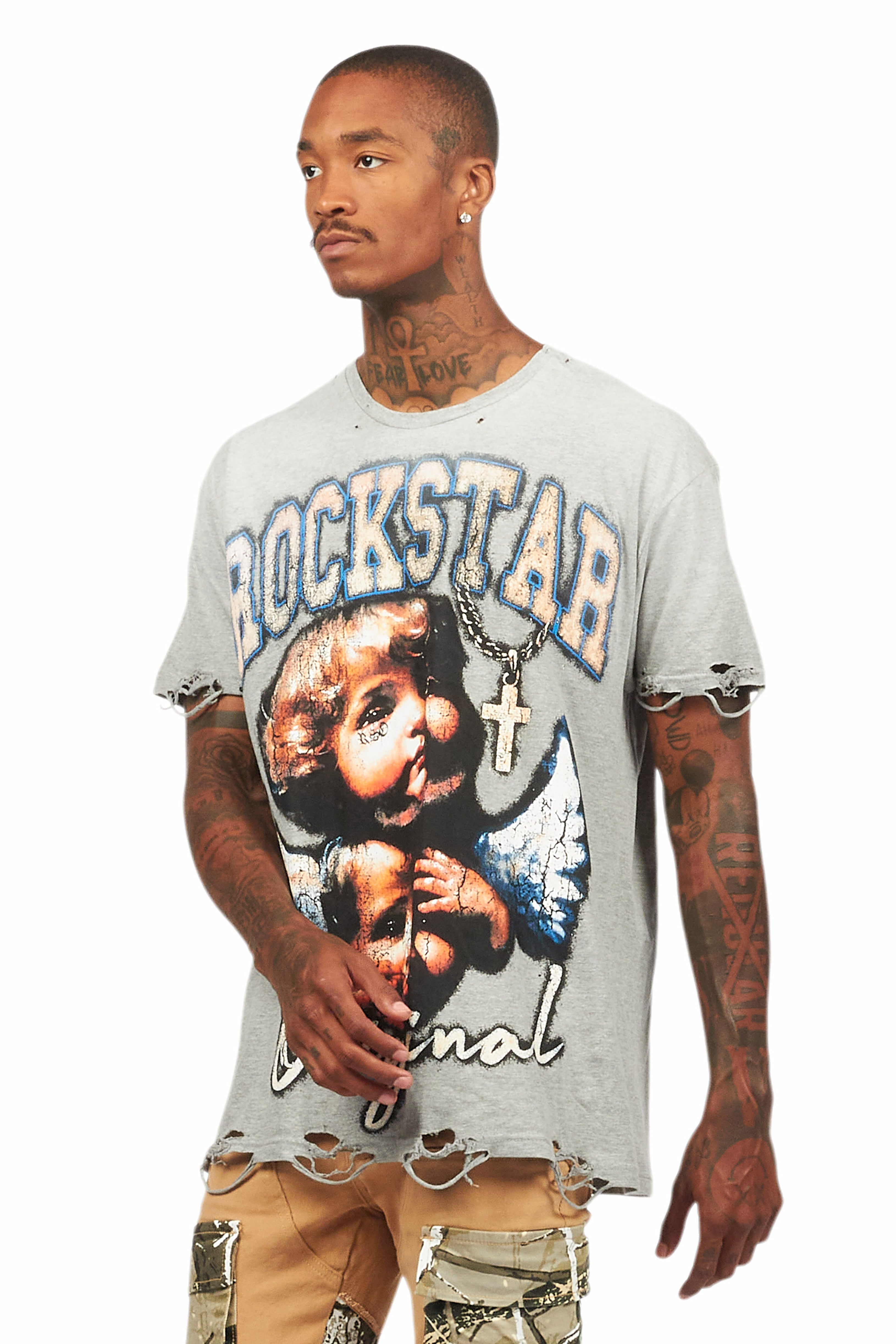 Deiter Heather Grey Oversized Graphic T-Shirt