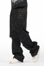 Discolite Rhinestone Jet Black Baggy Jean