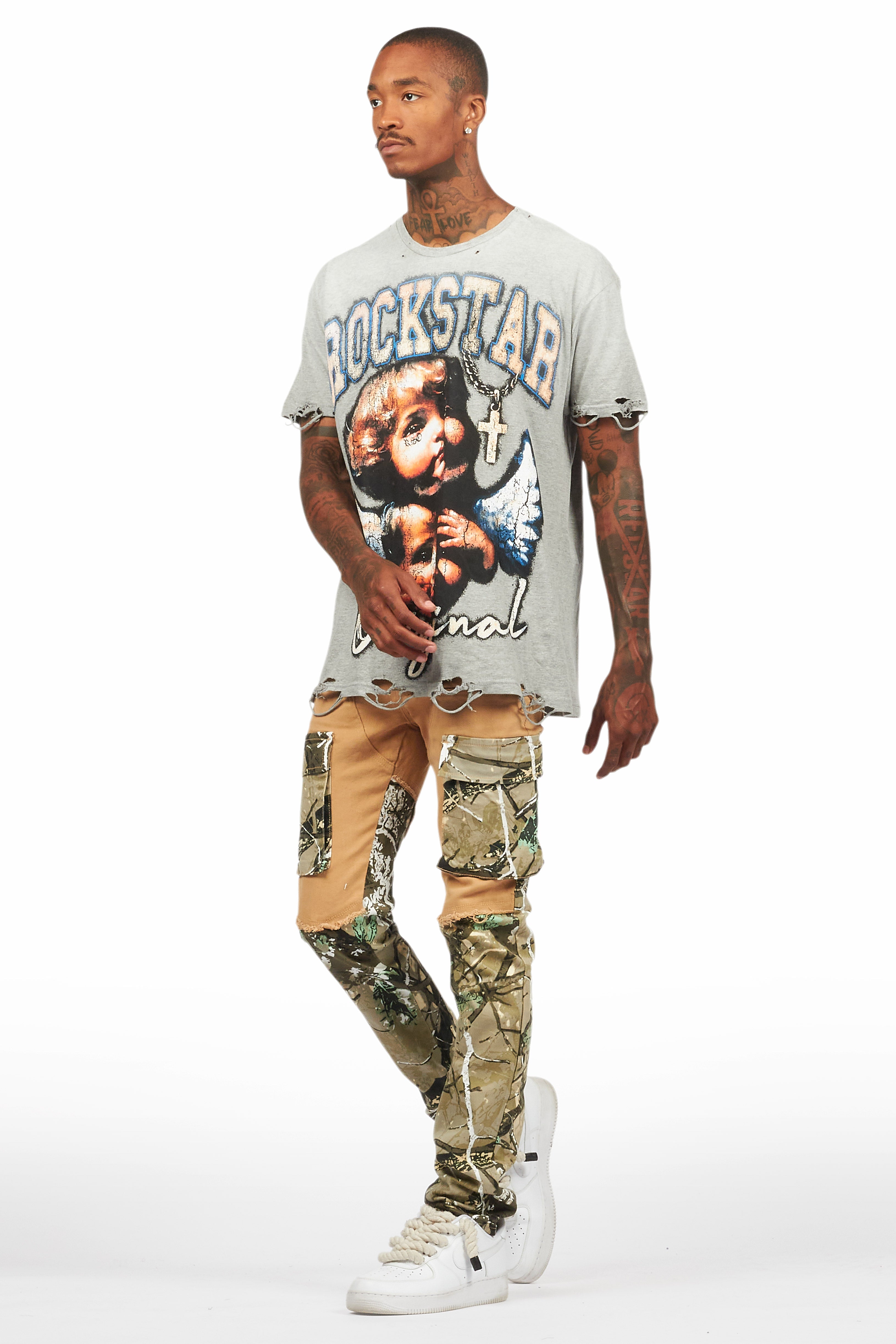 Deiter Heather Grey Oversized Graphic T-Shirt