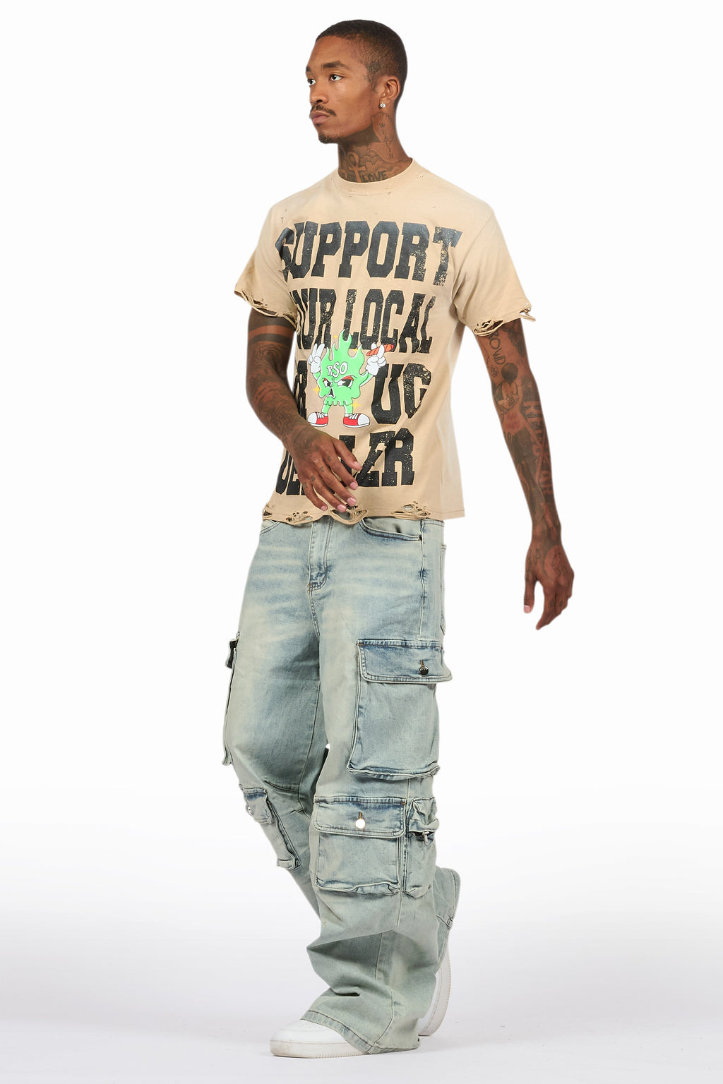 Tarl Beige/Blue T-Shirt/Baggy Fit Jean Bundle